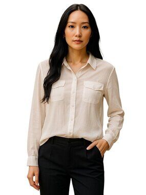 Boston Proper Silk Blouse White Size 14 Vintage Caroline Bessette Kennedy Preppy